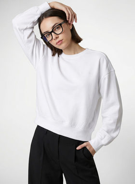 欧洲直邮Calvin Klein Jeans  女装 套头运动衫卫衣 冬天 白色 LS