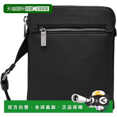 香港直邮BOSS 波士 男士 黑色 Leather Embossed Logo Envelop 单