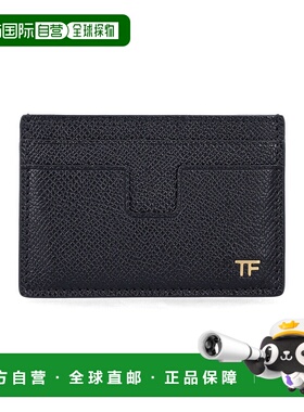 1h可退 香港直邮Tom Ford 汤姆 福特 男士 TF 粒纹皮革金色徽标卡