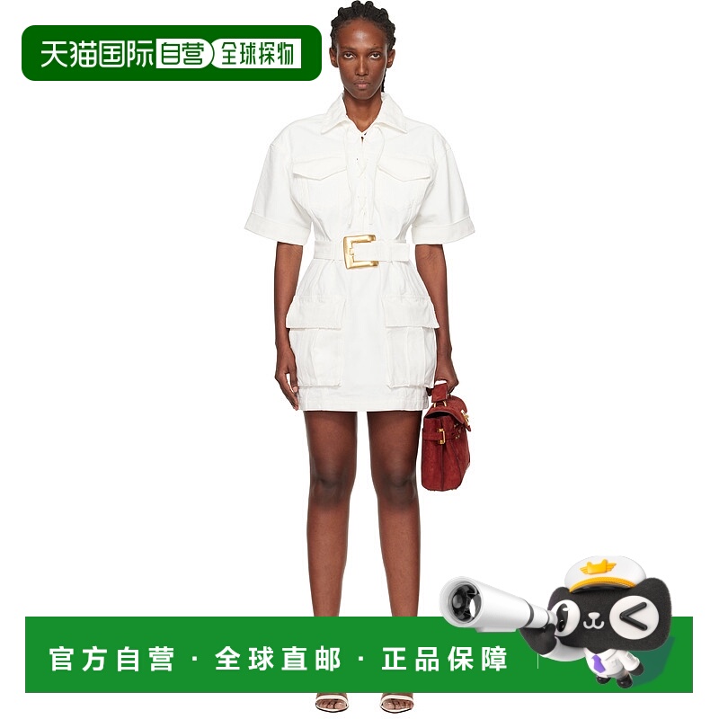 香港直邮Balmain 巴尔曼 女士 白色 Lace-Up Canvas 连衣裙 FF1R7