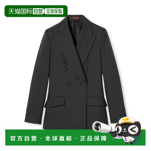 自营欧洲直邮GUCCI古驰 男士深灰色羊毛双排扣羊毛大衣外套