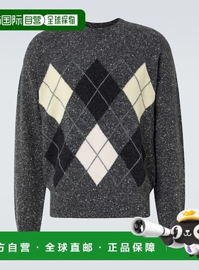 香港直邮The Row 男士 Pincer 菱形羊绒花呢毛衣