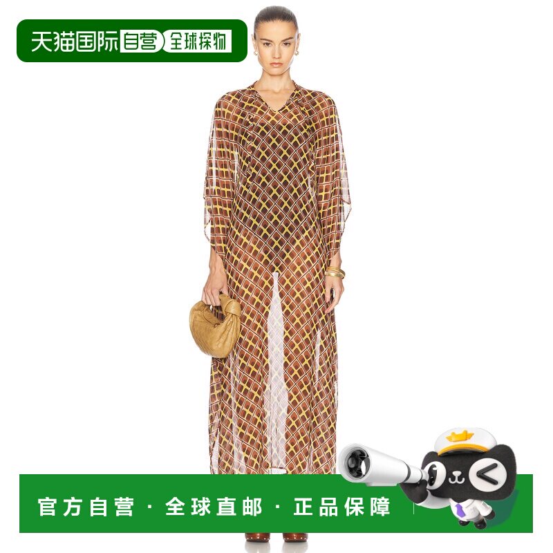 香港直邮Bode 女士 Cattail 格子土耳其式连衣裙长衫 WRF24DR043