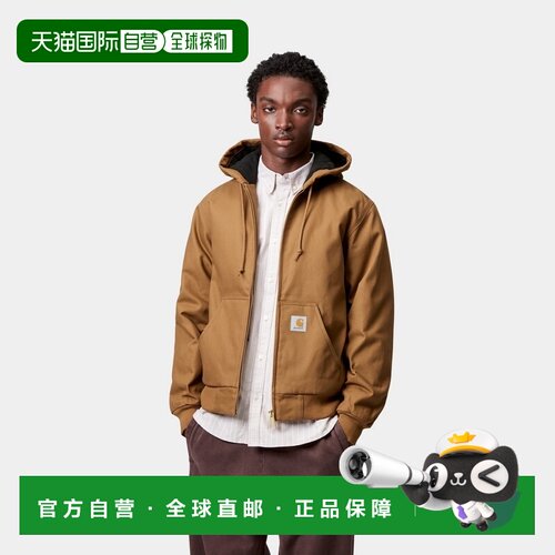 自营欧洲直邮Carhartt WIP Active男士棕色连帽棉防水夹克外套