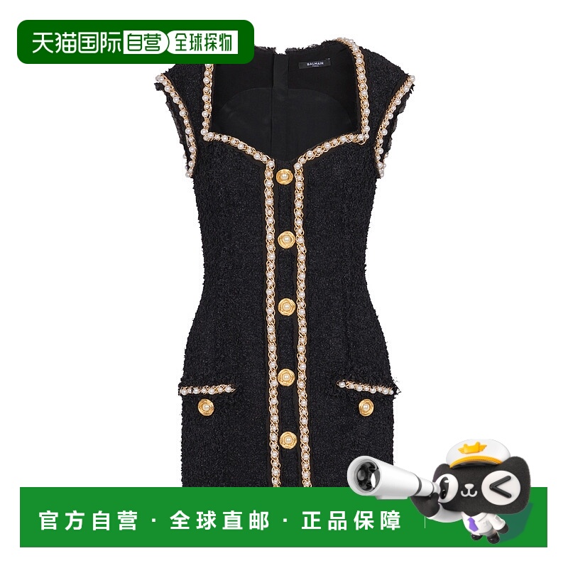 香港直邮Balmain 无袖连衣裙 EF0R5116PC90包臀裙