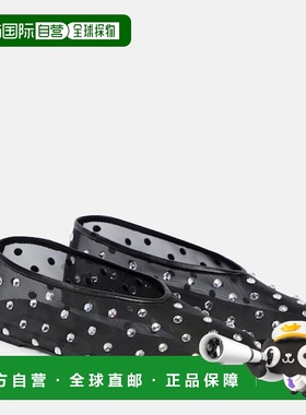 香港直邮KHAITE 女士 Marcy 水晶装饰芭蕾舞鞋 black黑色 舒适时