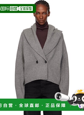 1h可退 香港直邮toteme 女士 灰色青果领开衫 251WRT4354YA023902