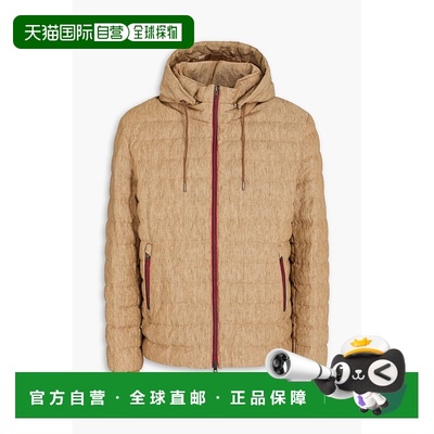 1h可退 香港直邮Herno 男士 绗缝亚麻帆布连帽羽绒夹克 PI000992U