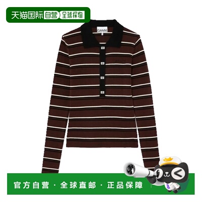 1h可退 香港直邮GANNI 甘尼 女士 条纹美利奴Polo衫 A1170004