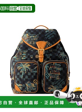 自营欧洲直邮LV/路易威登 Montsouris Cargo男士深蓝色棉双肩包