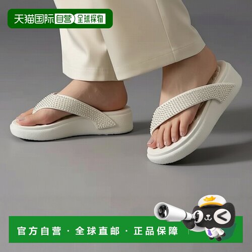 欧洲直邮Crocs卡骆驰鞋子女人字拖鞋夹脚拖米色GETAWAY GEMS TRIA