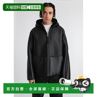 黑色连帽拉链皮夹克夹克外套 男士 自营欧洲直邮Axel Arigato