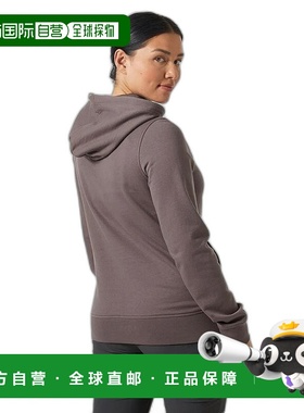 自营欧洲直邮Helly Hansen 女士灰紫色棉Nord图案套头连帽衫卫衣