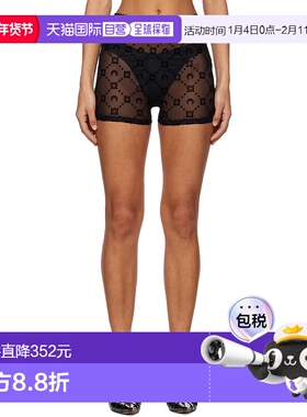 香港直邮Marine Serre 女士 黑色 Recycled Mesh Flock 短裤 WSH0