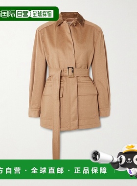 MaxMara 麦斯玛拉 女士 Leva 束带灯芯绒饰边驼绒夹克 25