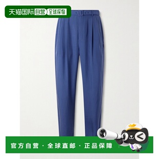 1h可退 Saint Laurent 圣罗兰 男士 锥形束带褶裥真丝裤