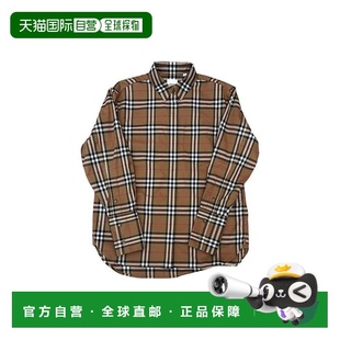 单排扣衬 女士棕色棉质网格纹落肩袖 自营欧洲直邮Burberry 博柏利