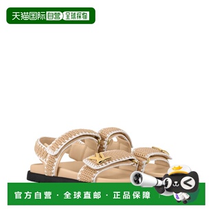 自营1h可退 欧洲直邮LV路易威登 Sunset女士米色皮革logo配饰凉鞋