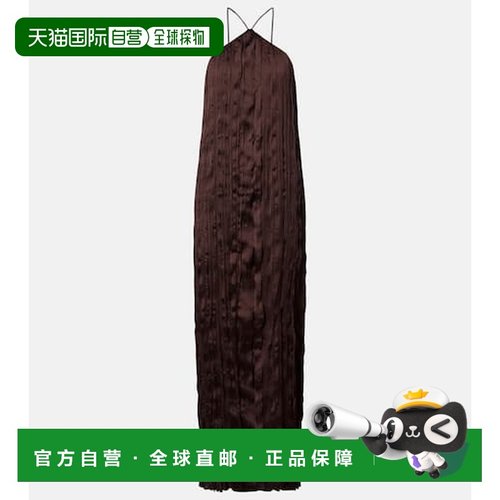 香港直邮Staud 女士 Akari 泡泡纱挂脖长款连衣裙