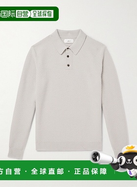 香港直邮Mr P. 男士 蜂巢纹针织羊毛Polo衫 MPK242021OATMEAL
