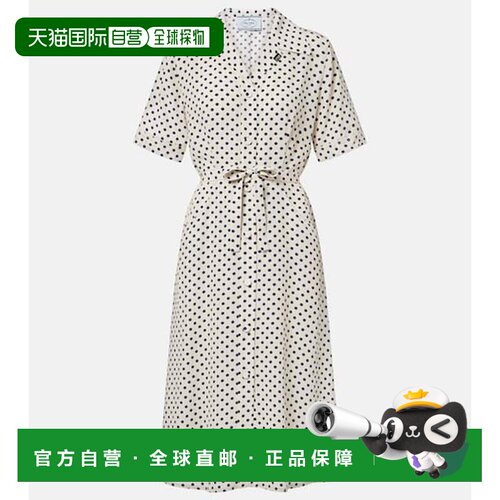香港直邮Prada 普拉达 女士 波尔卡圆点真丝衬衫式连衣裙