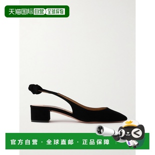 香港直邮AQUAZZURA 蝴蝶结绒面革露跟浅口鞋 女士 Very 1h可退