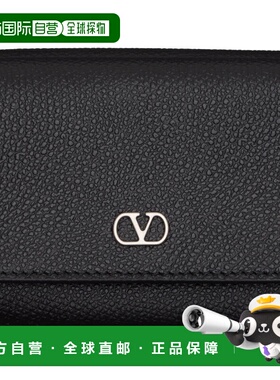 1h可退 香港直邮valentino 华伦天奴 男士 黑色 Trifold VLogo Si