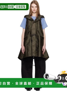 1h可退 香港直邮Sacai 女士 卡其色 Quilted Satin Hooded 马甲 2