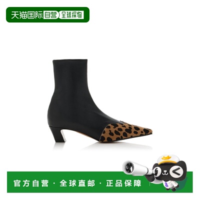 1h可退 香港直邮KHAITE 女士 Nevada 拉伸纹皮革短靴 black黑色