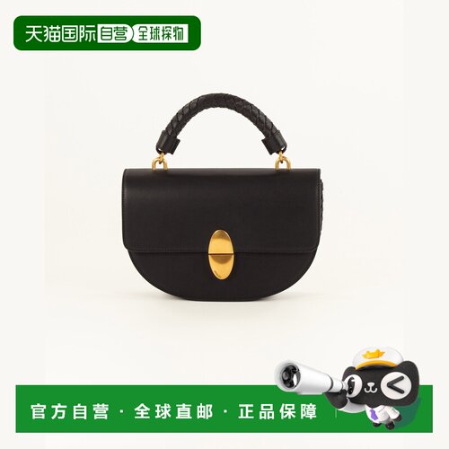 自营欧洲直邮Sessun思溯 Round tesoro女士黑色皮革半月包斜挎包