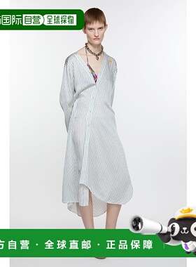 欧洲直邮ACNE (2025新品) 不对称衬衫裙长袖连衣裙条纹