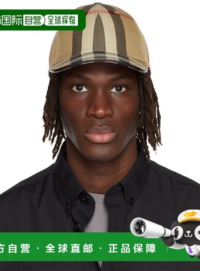 1h可退 香港直邮Burberry 巴宝莉 男士 驼色 Giant Check 棒球帽