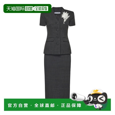 1h可退 香港直邮Self-Portrait 花卉细节中长连衣裙 RS26160MA