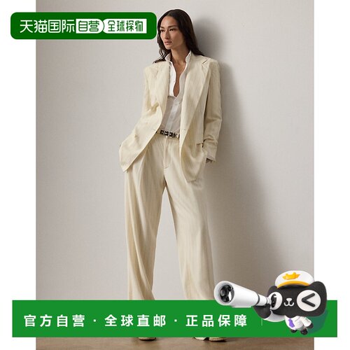自营欧洲直邮Ralph Lauren拉夫劳伦 Jody女士羊毛条纹长裤直筒裤