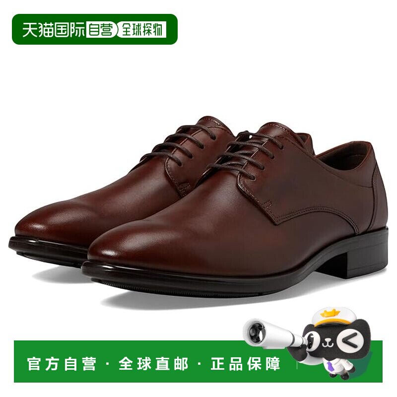 香港直邮ecco 爱步 男士 Citytray 扁平头绑带休闲皮鞋德比鞋