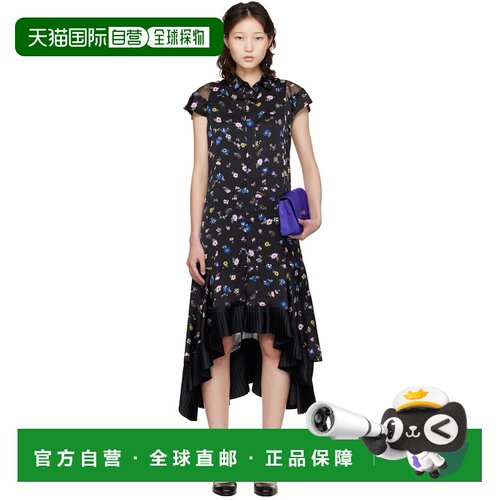 1h可退 香港直邮Sacai 女士 黑色 Floral Printed 连衣裙 2608382