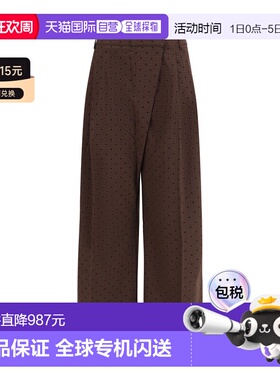 香港直邮GANNI 甘尼 女士 植绒格子交叉长裤 A1080035979阔腿裤