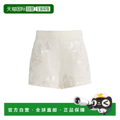 香港直邮Simkhai 女士 Sammie 刺绣亚麻混纺短裤