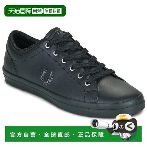 欧洲直邮Fred Perry鞋子男低帮板鞋黑色Leather Baseline男鞋