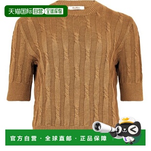 针织衫 自营欧洲直邮MAXMARA麦丝玛拉 Album女士沙色亚麻圆领短袖