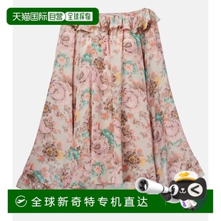 荷叶边真丝双绉迷你连衣裙 1h可退 香港直邮Chloe 蔻依 女士