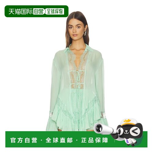 香港直邮Blumarine 蓝色情人 女士 乔其纱蕾丝上衣 P622C444A