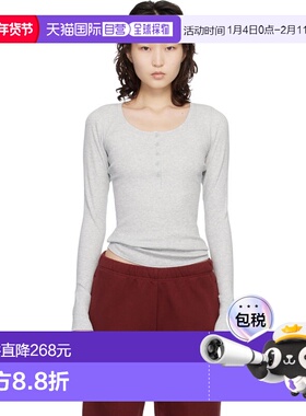 1h可退 香港直邮SKIMS 女士 灰色 Cotton Rib Scoop Neck 亨利衫