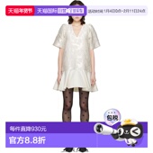 香港直邮GANNI 连衣裙 甘尼 灰白色 1h可退 Cloque 女士 Satin