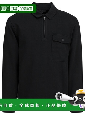 1h可退 香港直邮VINCE 男士 黑色棉混纺Polo衫 M12779982A001BLKB