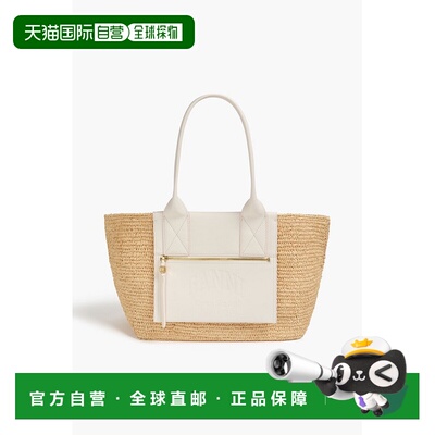 香港直邮GANNI 甘尼 女士 便利购物拉菲草编织手提包 A6824135EGR