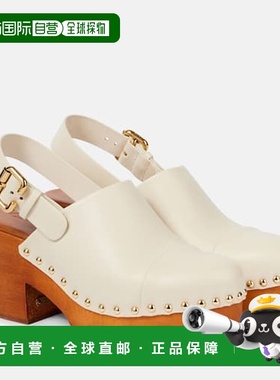 香港直邮Chloe 蔻依 女士 Jeannette 皮质铆钉木屐松糕鞋