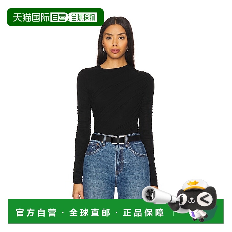 1h可退 香港直邮AGOLDE 女士 Tania 扭纹T恤 A73171618 black黑色