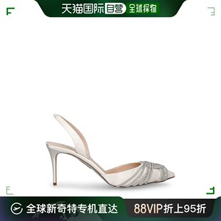 香港直邮AQUAZZURA 女士75毫米Gatsby绸缎露跟高跟鞋