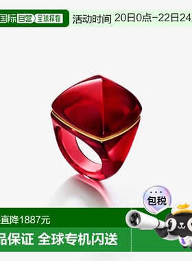 自营欧洲直邮Baccarat巴卡拉 Medicis女士红色水晶金线戒指配饰